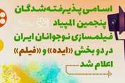 آثارو ایده های اعضای کانون پرورش فکری کودکان ونوجوانان استان یزد،در پنجمین المپیاد فیلمسازی نوجوانان پذیرش شد.